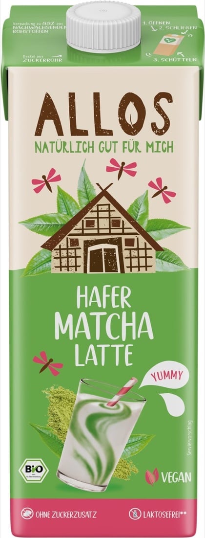 Allos Hafer Matcha Latte im Tetrapak
