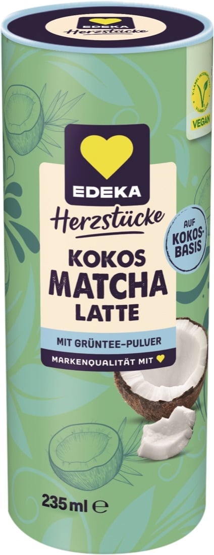 EDEKA Herzstücke Kokos Matcha Latte in der grünen Dose