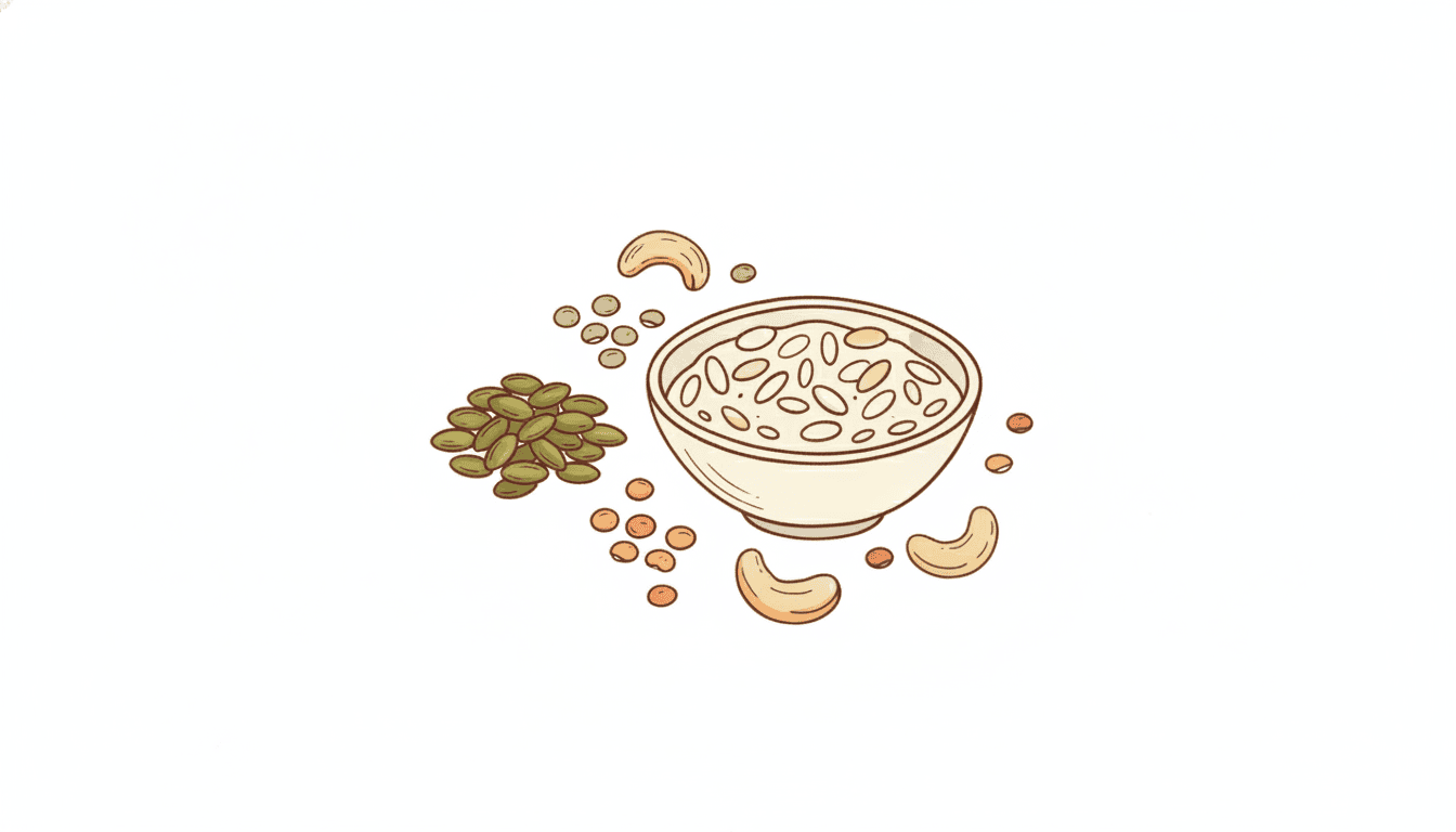 Illustration pflanzlicher Zinkquellen im Doodle-Stil