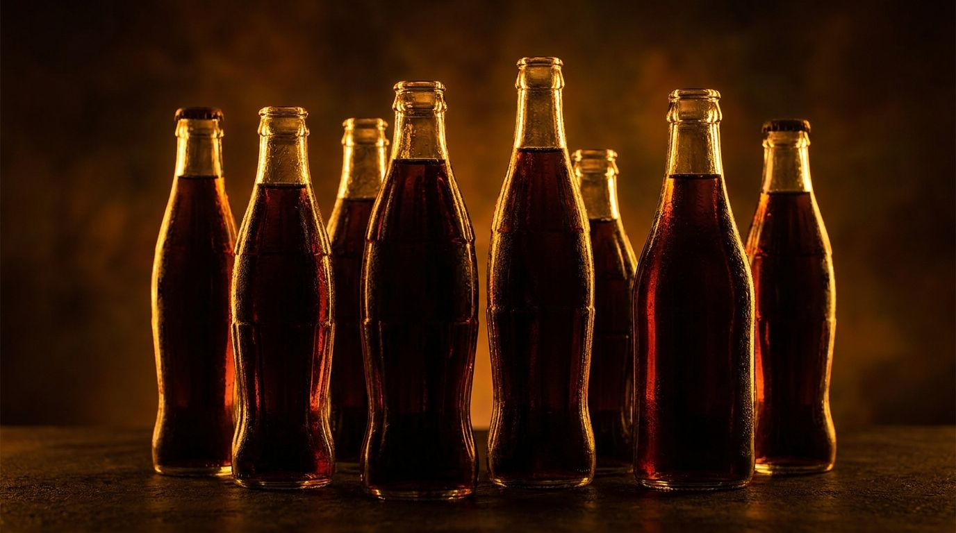 Silhouetten verschiedener Limonadenflaschen im Gegenlicht, Vegan-Check für Softdrinks