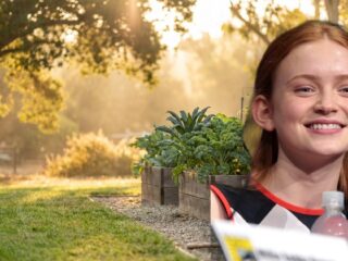 Sadie Sink vegan check banner