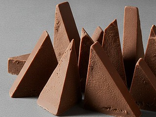 A triangular bar of chocolate broken into peaks