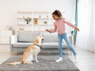 Hund bekommt ein selbst gemachtes Leckerli als Belohnung
