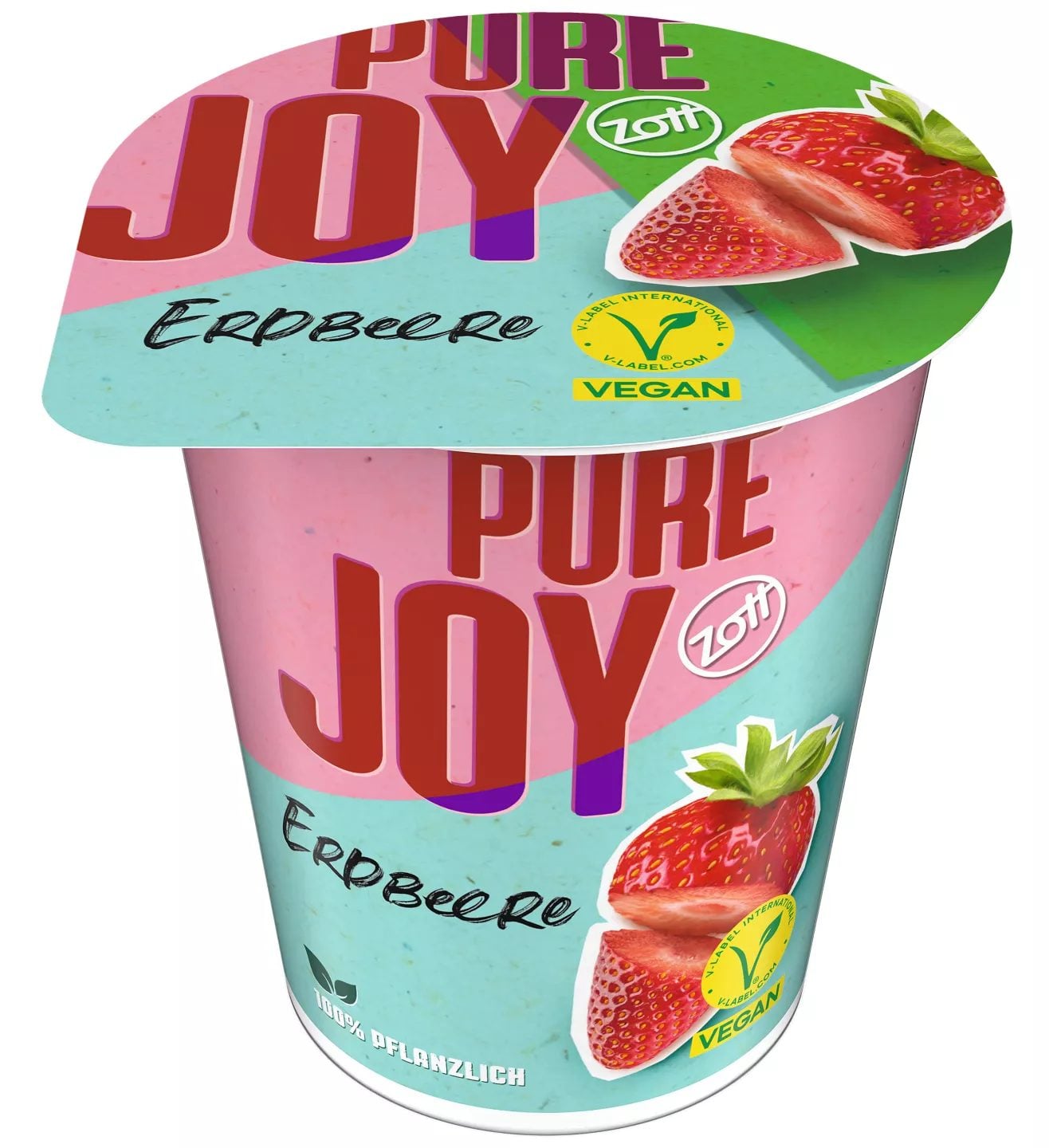 Zott Pure Joy Erdbeere veganes Dessert mit V-Label