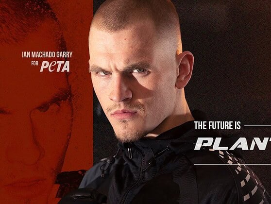 Kampagnenmotiv mit dem UFC-Kämpfer Ian Machado Garry und dem Schriftzug The Future Is Plant-Based
