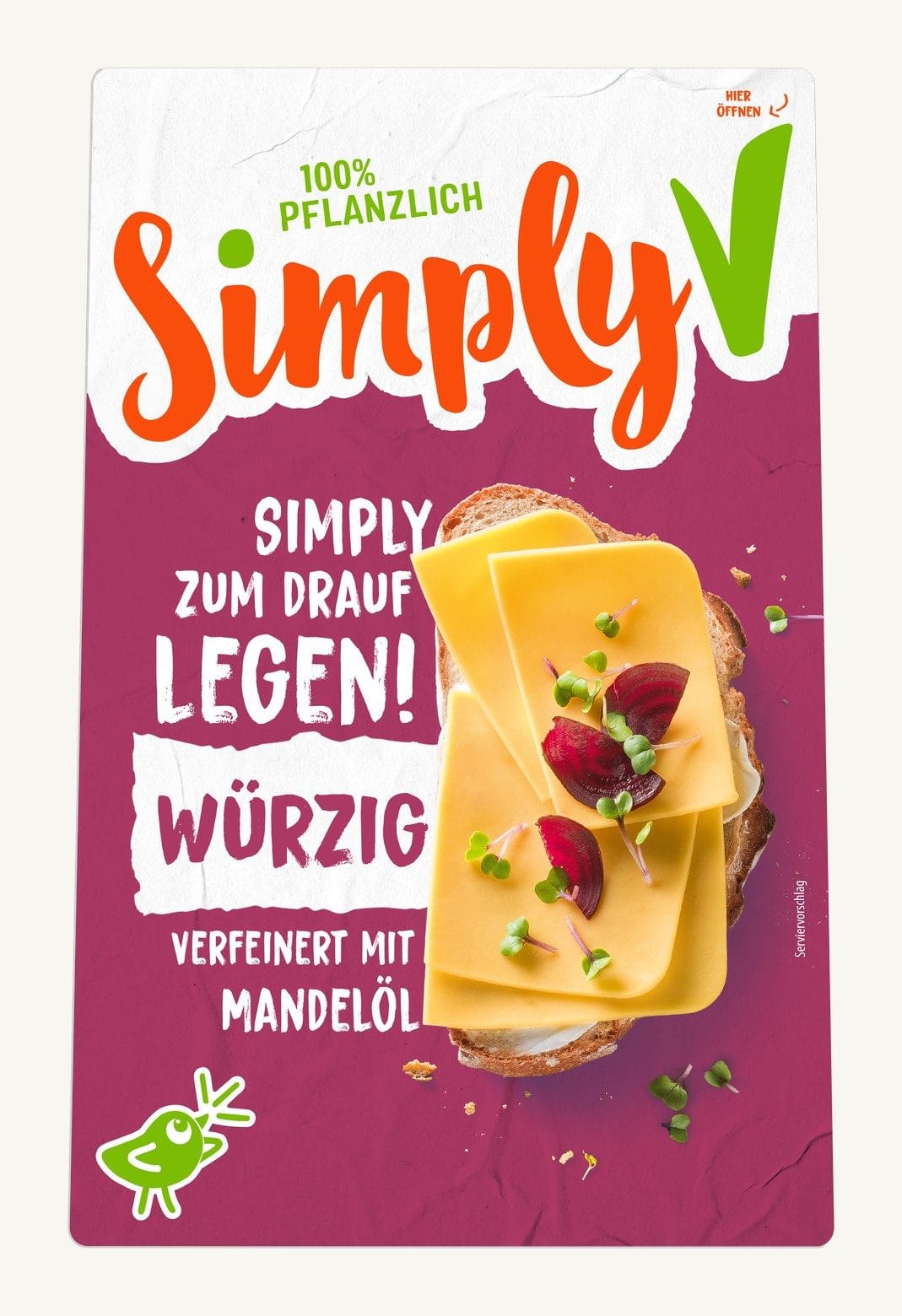 Verpackung der veganen Simply V Genießerscheiben in der Sorte Würzig