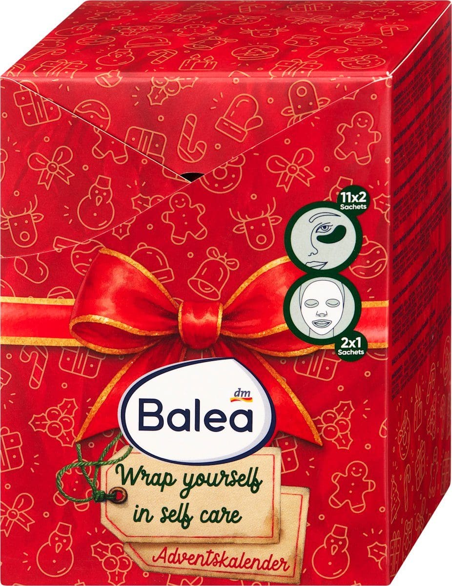 Balea Adventskalender 2026 Wrap yourself in self care, rote Box mit Schleife