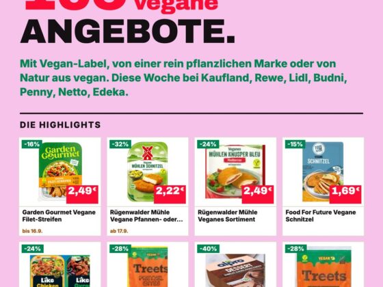 Vegan Alarm Cover mit den veganen Highlight-Produkten der Wochenangebote vom 14.9. bis 19.9.