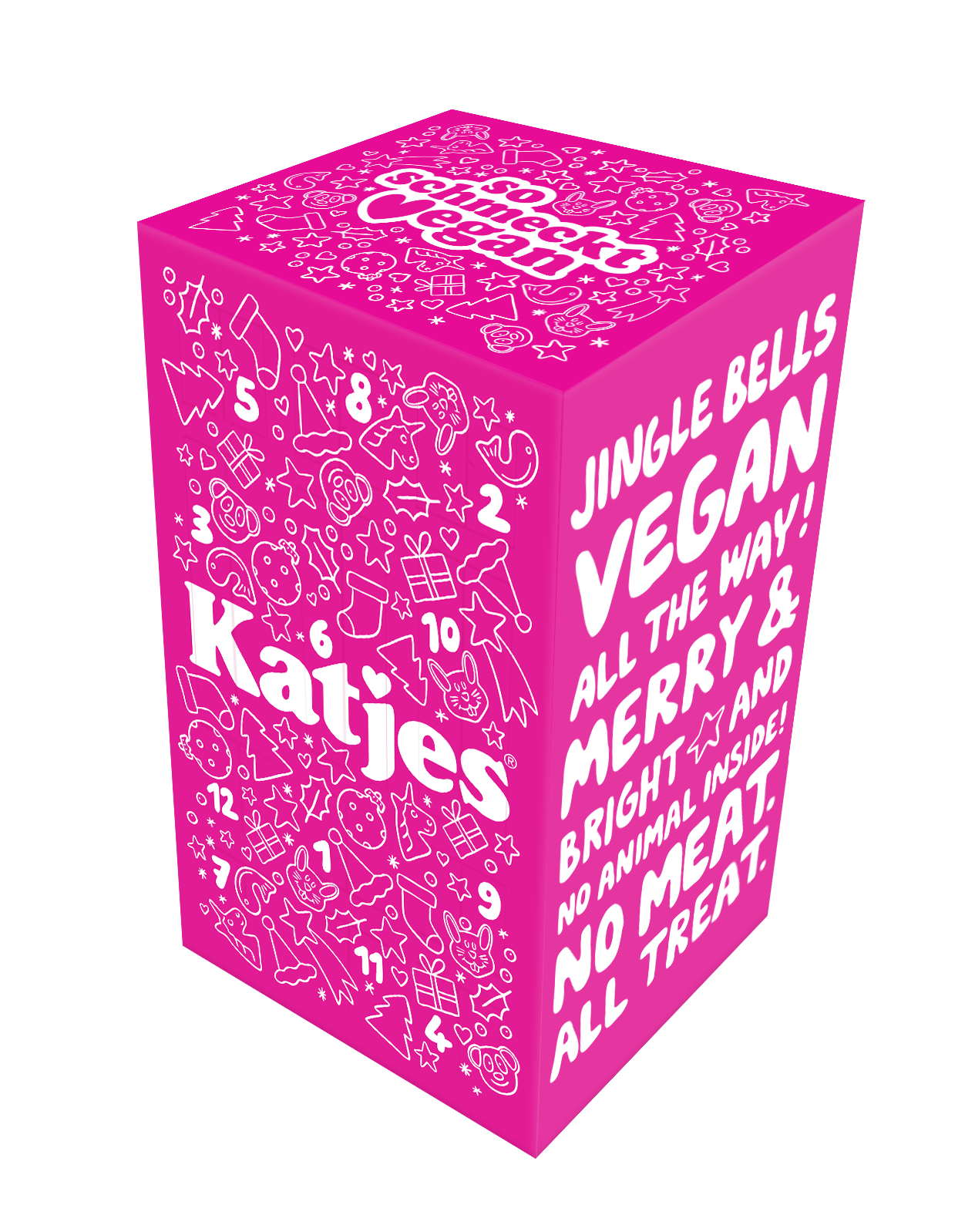 Katjes Adventskalender 2026 in Pink mit Aufschrift Jingle Bells Vegan All The Way