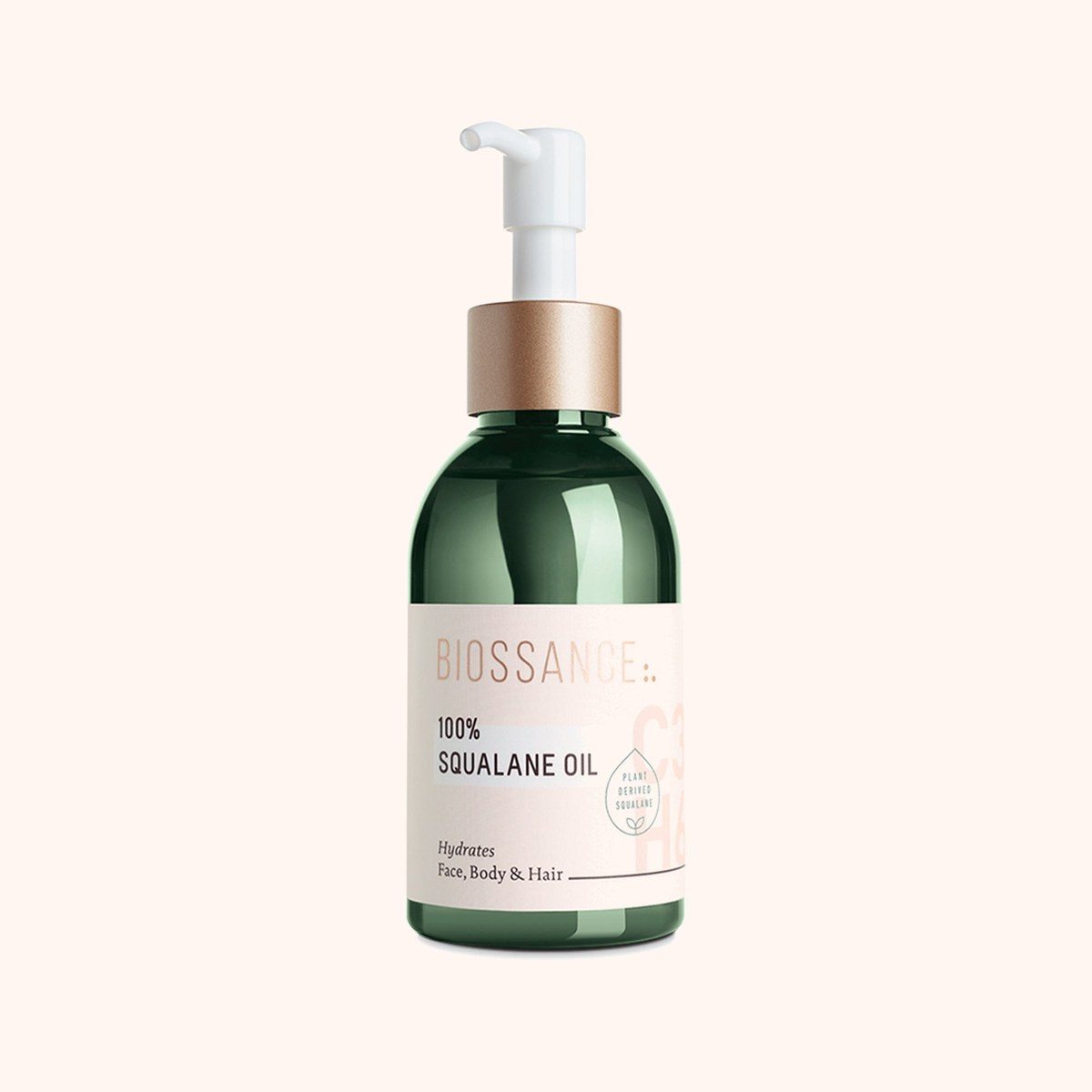 Grüne Pumpflasche 100% Squalane Oil von Biossance mit Squalan aus Zuckerrohr