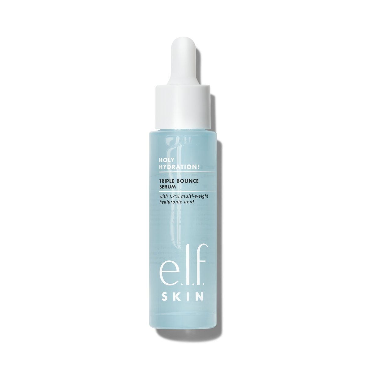 Hellblaue Pipettenflasche Holy Hydration Triple Bounce Serum von e.l.f. Skin