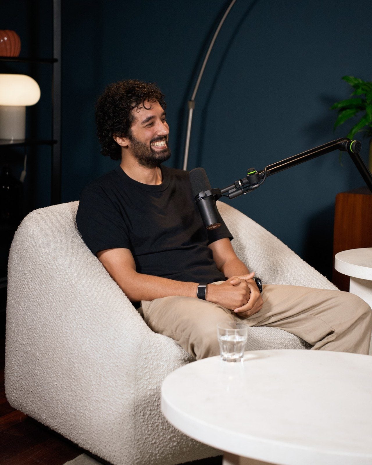 Seb Alex laughing during the podcast recording