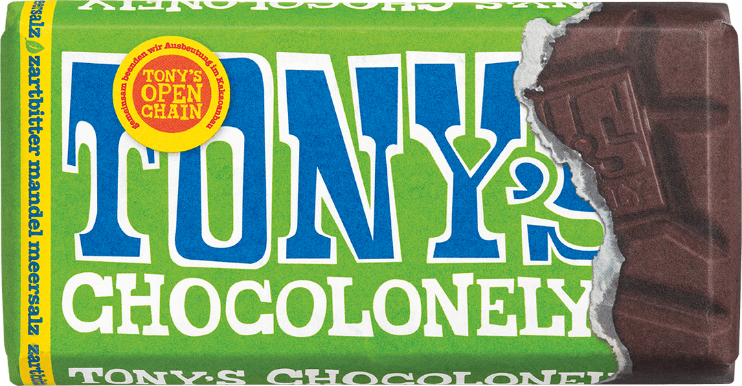 Tony's Chocolonely Zartbitter 51 % Mandel Meersalz, Packshot