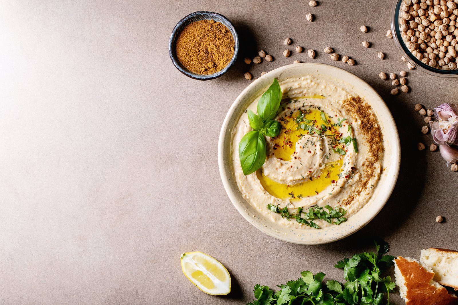 Hummus aus Kichererbsen mit Olivenöl: sojafreie Proteinquelle