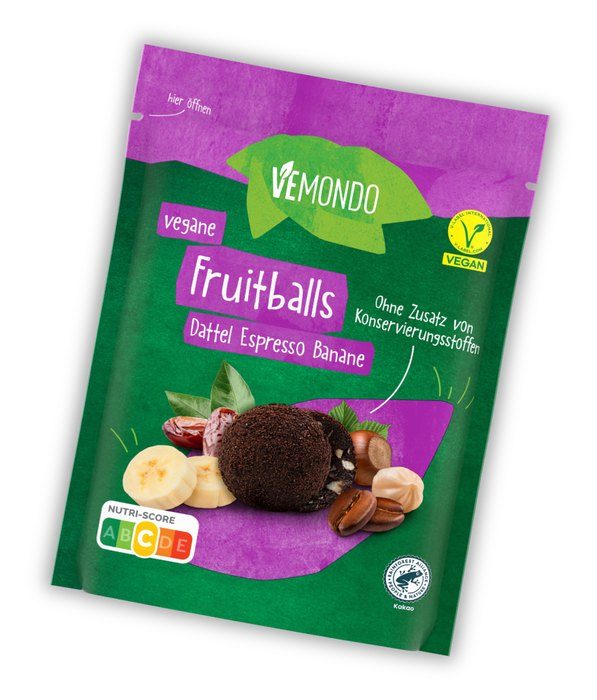 Vemondo Fruitballs Dattel Espresso Banane, nominiert bei den V-Label Awards 2026